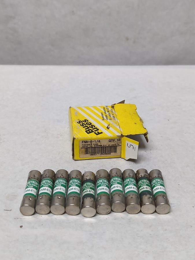 COOPER BUSSMANN,FNM-6-1/4,FUSETRON 6-1/4 AMP FUSES BOX OF 10 NOS