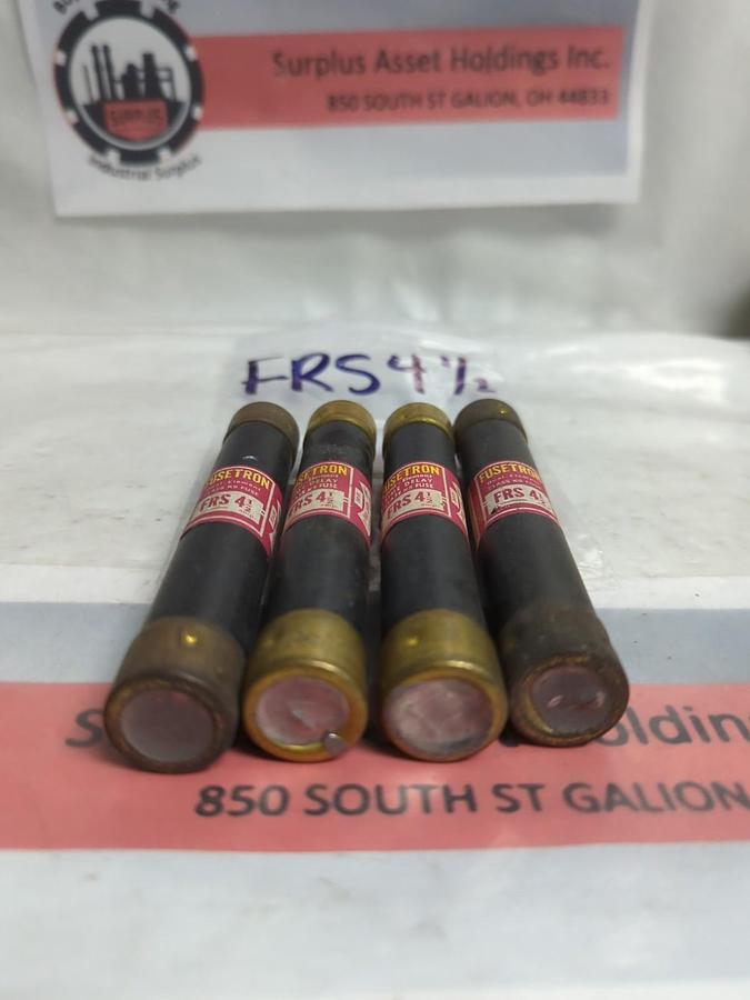 Used COOPER BUSSMANN,FRS-4-1/2,FUSETRON 4-1/2 AMP FUSE LOT OF 4 PRE-OWNED