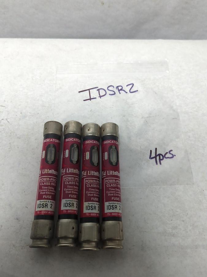 Used LITTELFUSE,IDSR 2,INDICATOR 2 AMP FUSE LOT OF 4 PRE-OWNED
