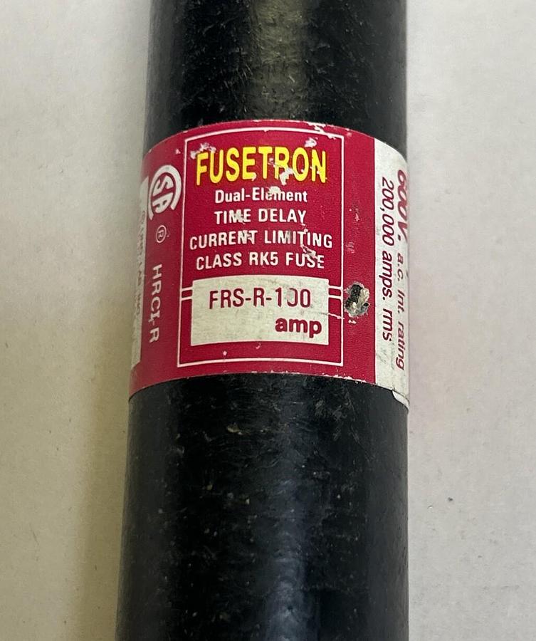 Used BUSSMANN,FRS-R-100,FUSTRON FUSE 100A 600V