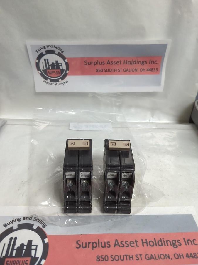 Used CUTLER HAMMER,CH235,CIRCUIT BREAKER 35 AMP 2-POLE LOT OF 2 PRE-OWNED