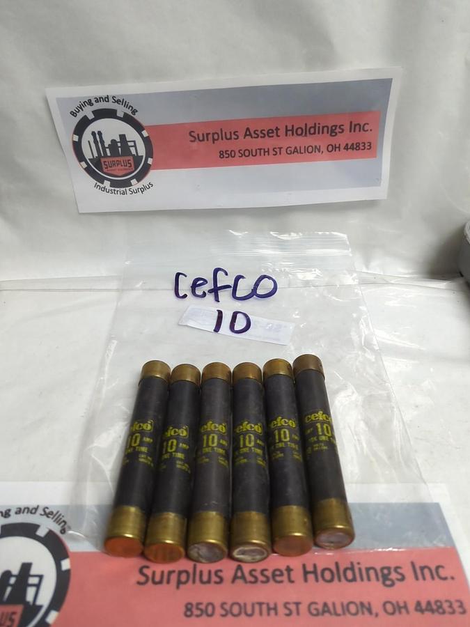 Used CEFCO,10,ONE-TIME 10 AMP FUSE LOT OF 6 PRE-OWNED