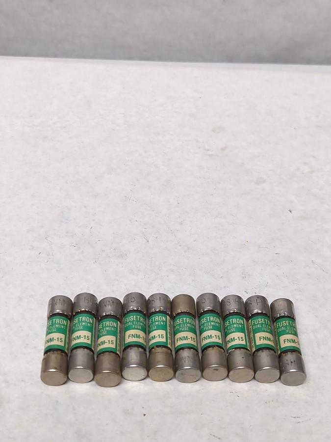 COOPER BUSSMANN,FNM-15,FUSETRON 15 AMP FUSE LOT OF 10 NOS