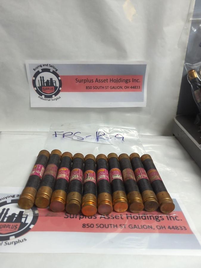 Used COOPER BUSSMANN,FRS-R-9,FUSETRON 9 AMP FUSE LOT OF 10 PRE-OWNED