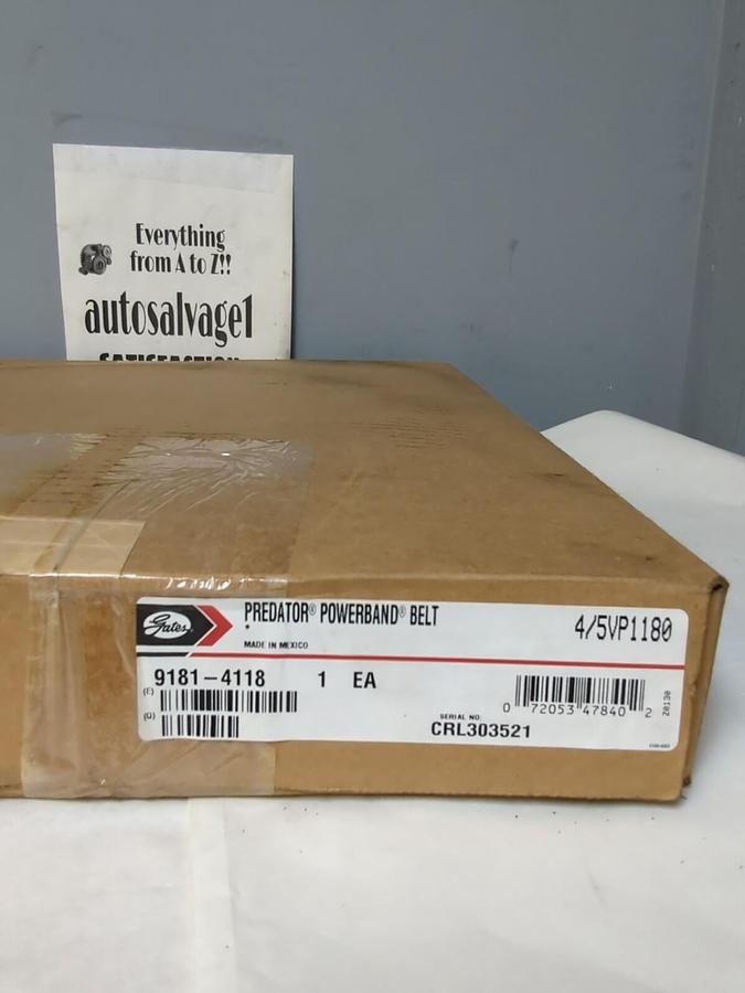GATES,4/5VP1180,PREDATOR POWERBAND BELT 5 SECTION 4 BAND NOS