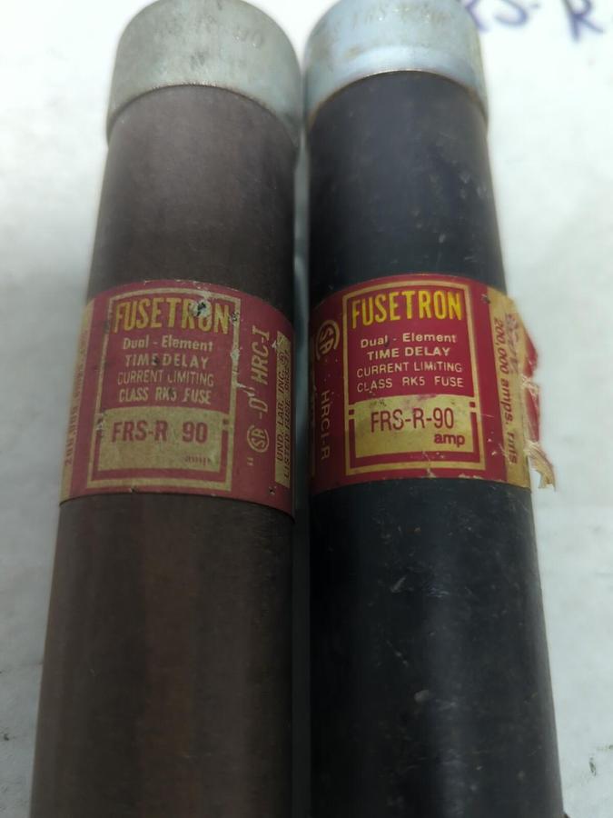 Used COOPER BUSSMANN,FRS-R-90,FUSETRON 90 AMP FUSE LOT OF 2 PRE-OWNED