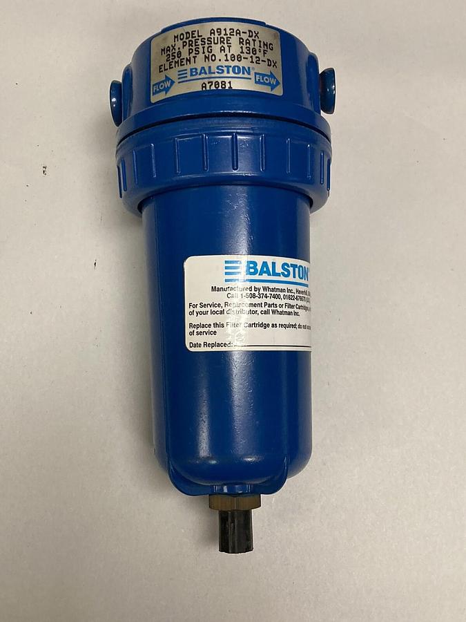 Used Balston,A912A-DX,Compressed Air Filter 1/2 INCH 250 PSIG Element 100-12-DX