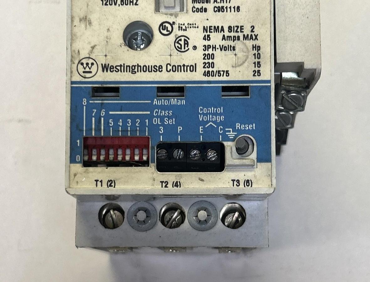 Used WESTINGHOUSE,W200M2CFC,ADVANTAGE STARTER SIZE 2 45A 120V COIL