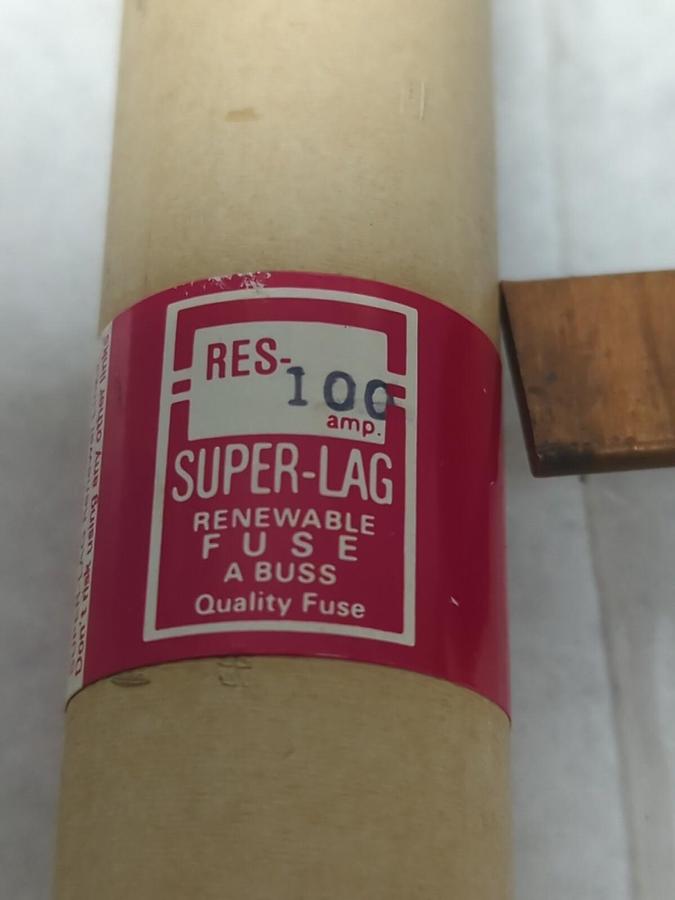 COOPER BUSSMANN,RES-100,SUPER-LAG RENEWABLE 100 AMP FUSE LOT OF 2 PRE-OWNED