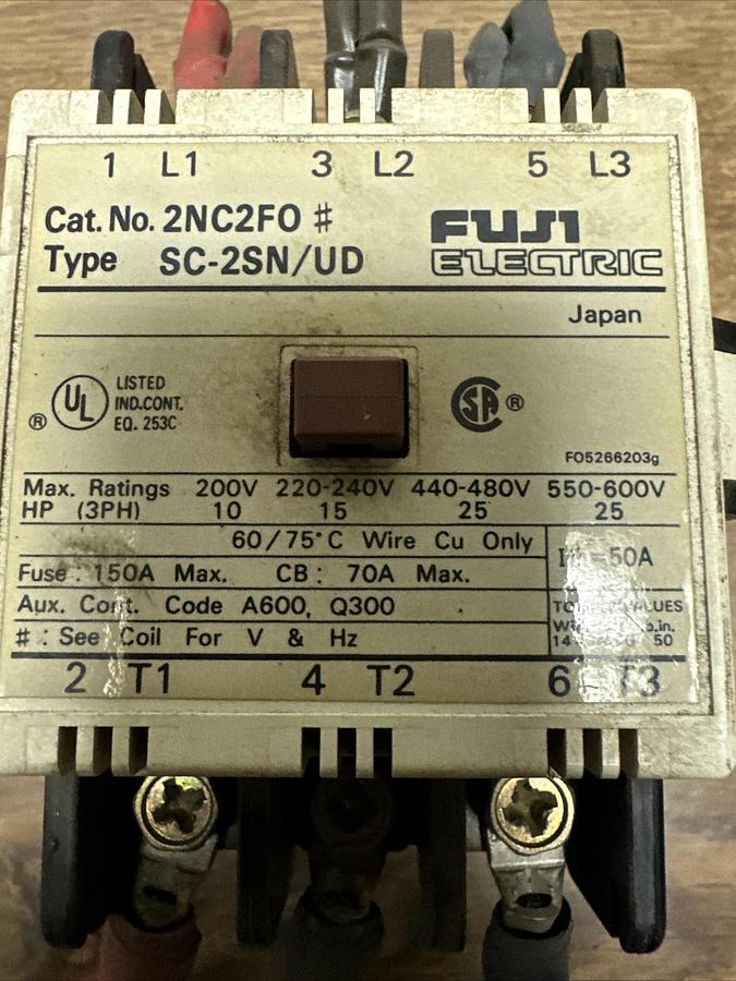Used Fuji,2NC2F0,Magnetic Contactor 3-Pole