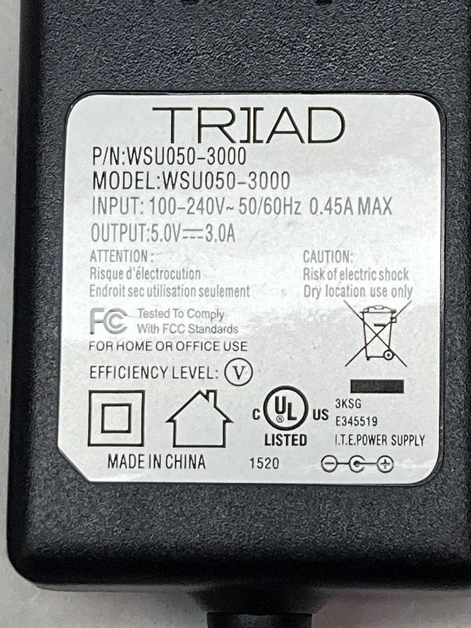 Triad Magnetics,WSU050-3000,AC Adapter 100-240V
