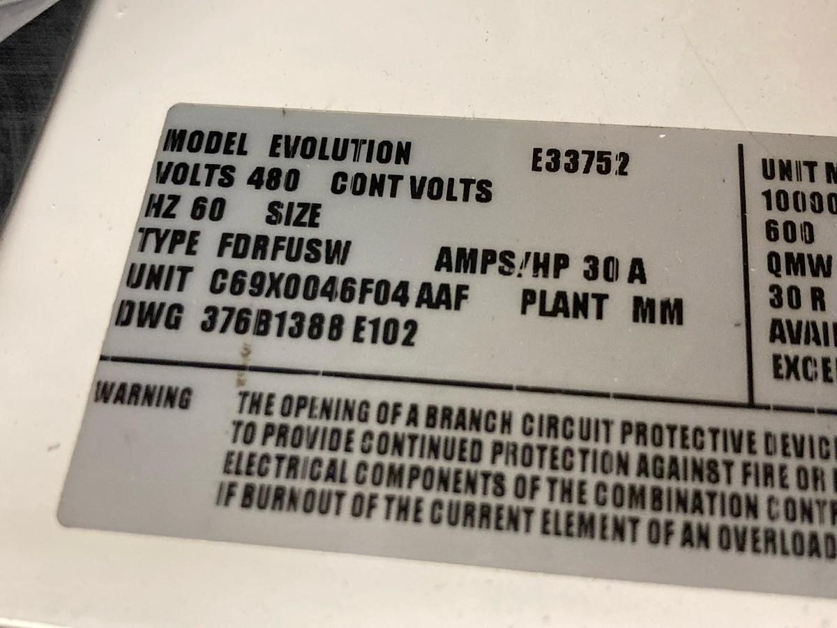 Used GE,E33752,Evolution 30A FDRFUSW Dual FUSED Disconnect MCC Bucket 60Hz 480V