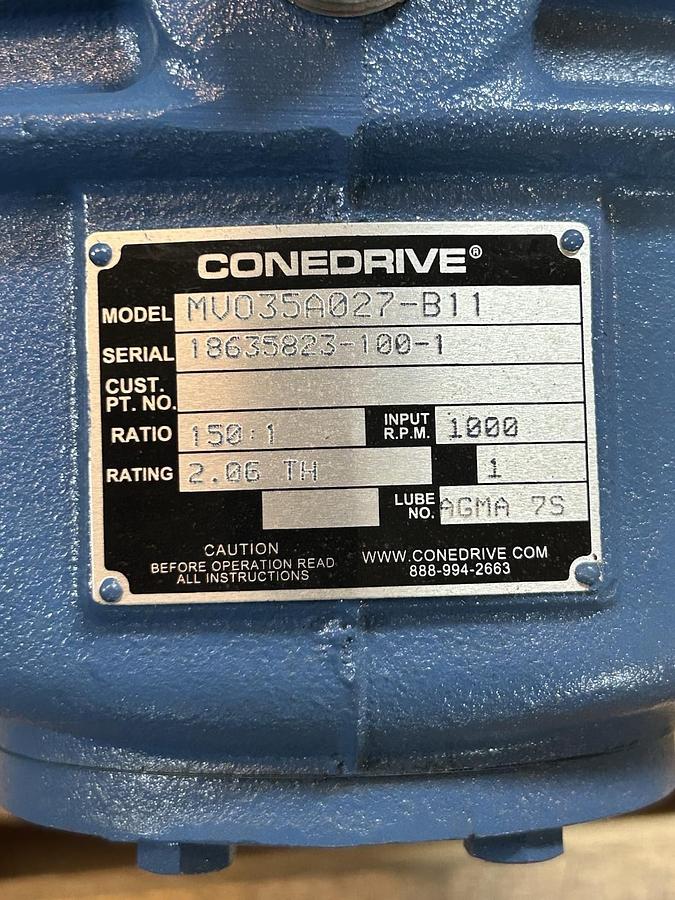 CONEDRIVE,MVO35A027-B11,GEAR DRIVE REDUCER 150:1 RATIO INPUT 1000RPM