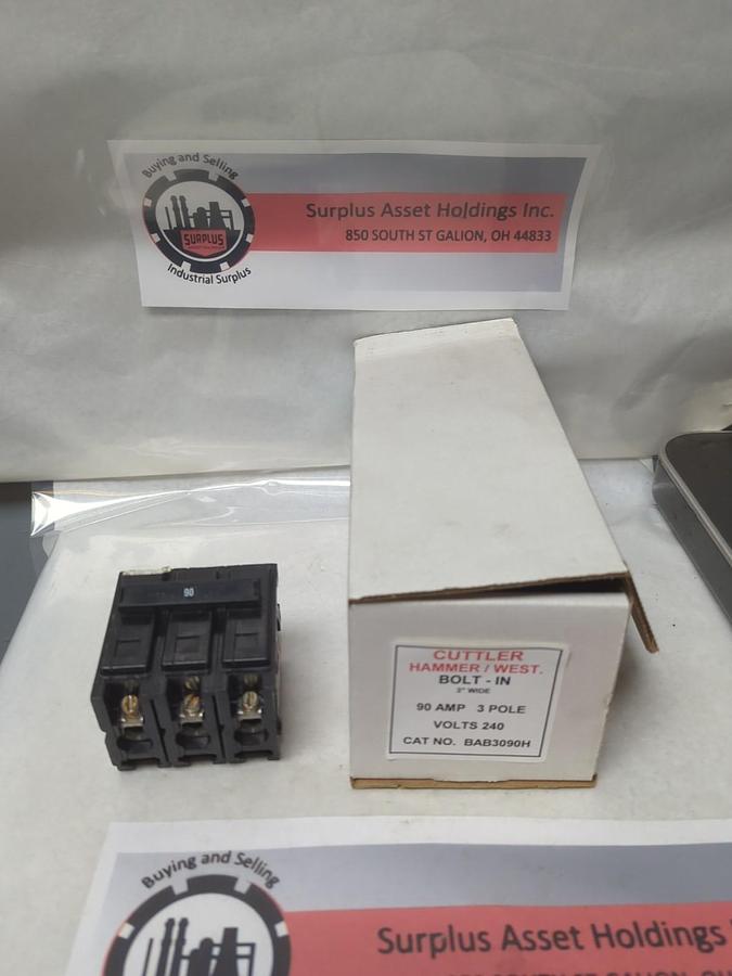 Used CUTLER-HAMMER,BAB3090H,CIRCUIT BREAKER 90 AMP 3-POLE PRE-OWNED