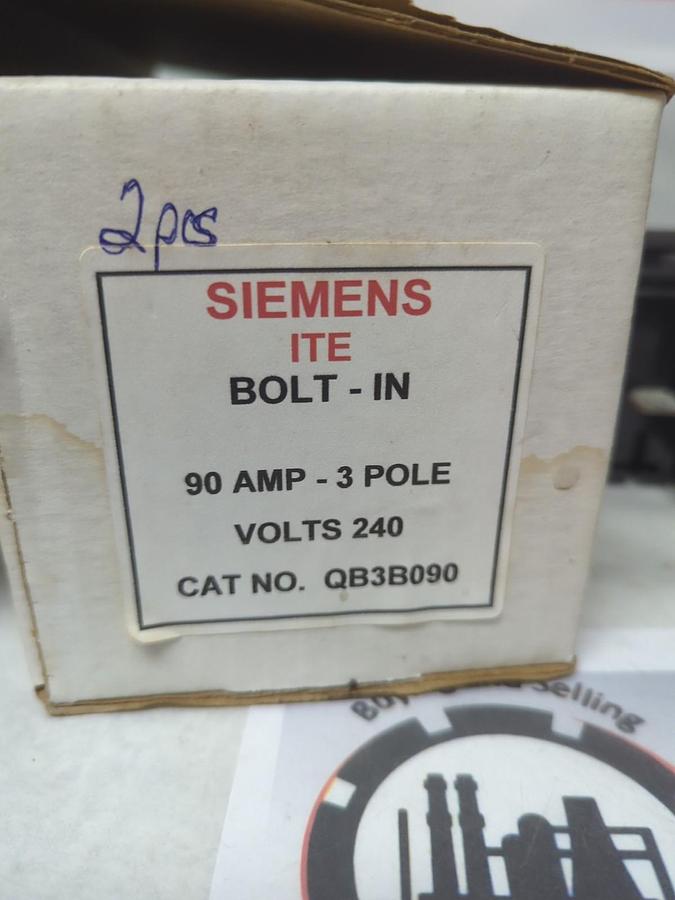 Used SIEMENS,QB3B090,CIRCUIT BREAKER 90 AMP 3-POLE LOT OF 2 PRE-OWNED