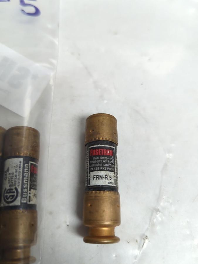 Used COOPER BUSSMANN,FRN-R-5,FUSETRON 5 AMP FUSE LOT OF 3 PRE-OWNED