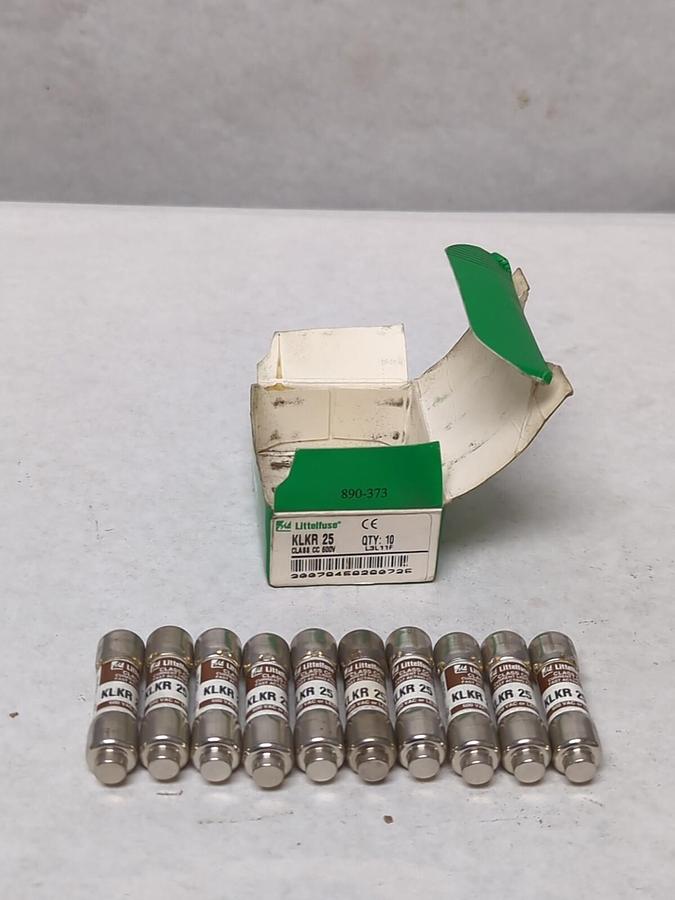 LITTELFUSE,KLKR25,CLASS CC 25 AMP FUSES BOX OF 10 NOS