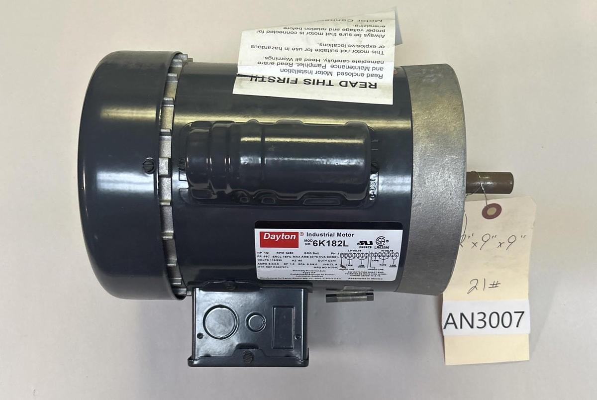 DAYTON,6K182L,INDUSTRIAL MOTOR 1/2HP 115/230V 3450RPM 1PH 56C FRAME