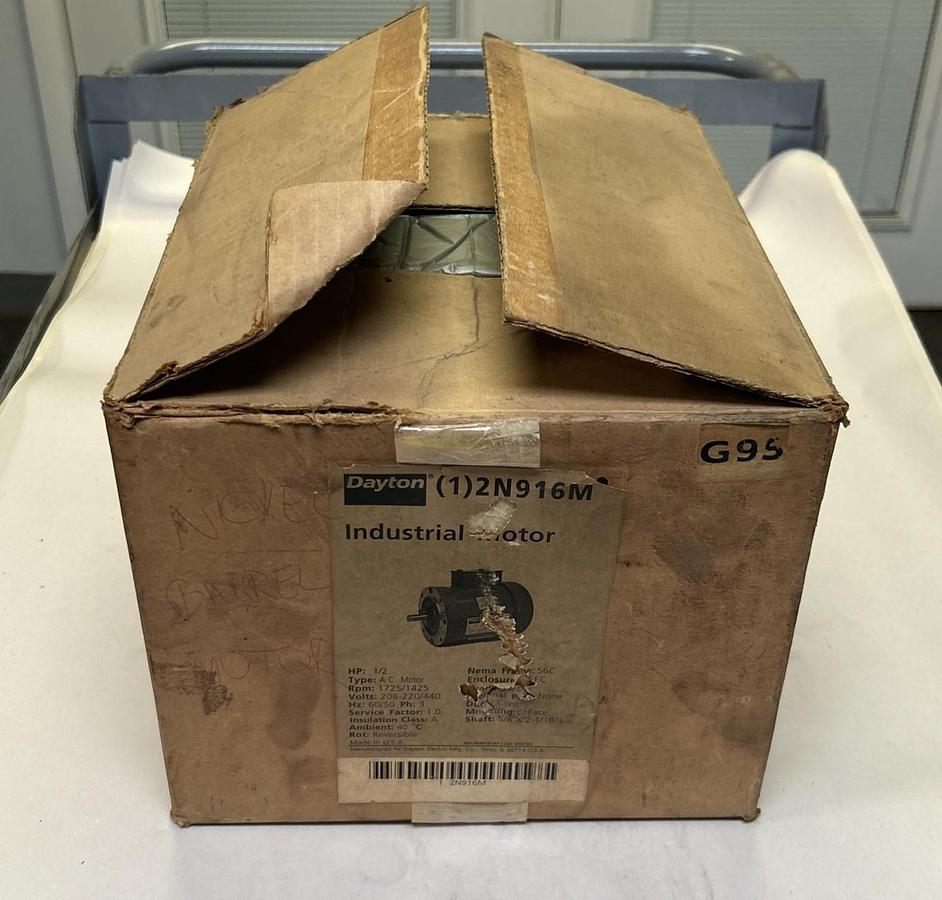 DAYTON,2N916M,AC MOTOR 1.2HP 208-220/440V 1725/1425RPM 3PH 56C FRAME