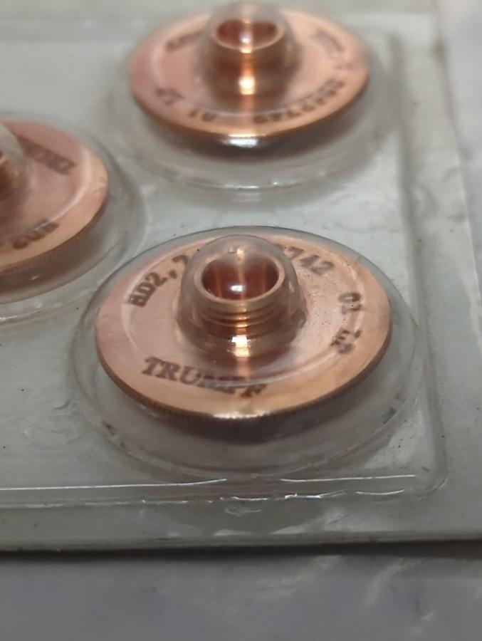 TRUMPF,0942742,CHROME PLATED LASER MACHINE NOZZLE 2.7MM/M8/ECE PACK OF 5 NOS