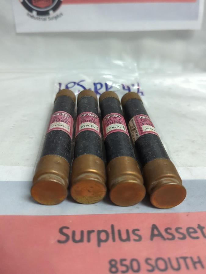 Used COOPER BUSSMANN,LPS-RK-4-1/2,LOW-PEAK 4-1/2 AMP FUSE LOT OF 4 PRE-OWNED