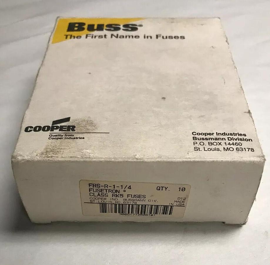 Used Cooper Bussmann,FRS-R-1-1/4,Fusetron Fuse Box of 10