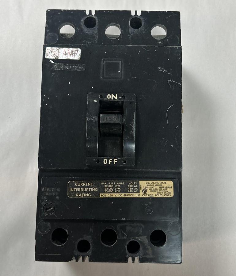 Used SQUARE D,KAL36150,CIRCUIT BREAKER 150A 600V 3P
