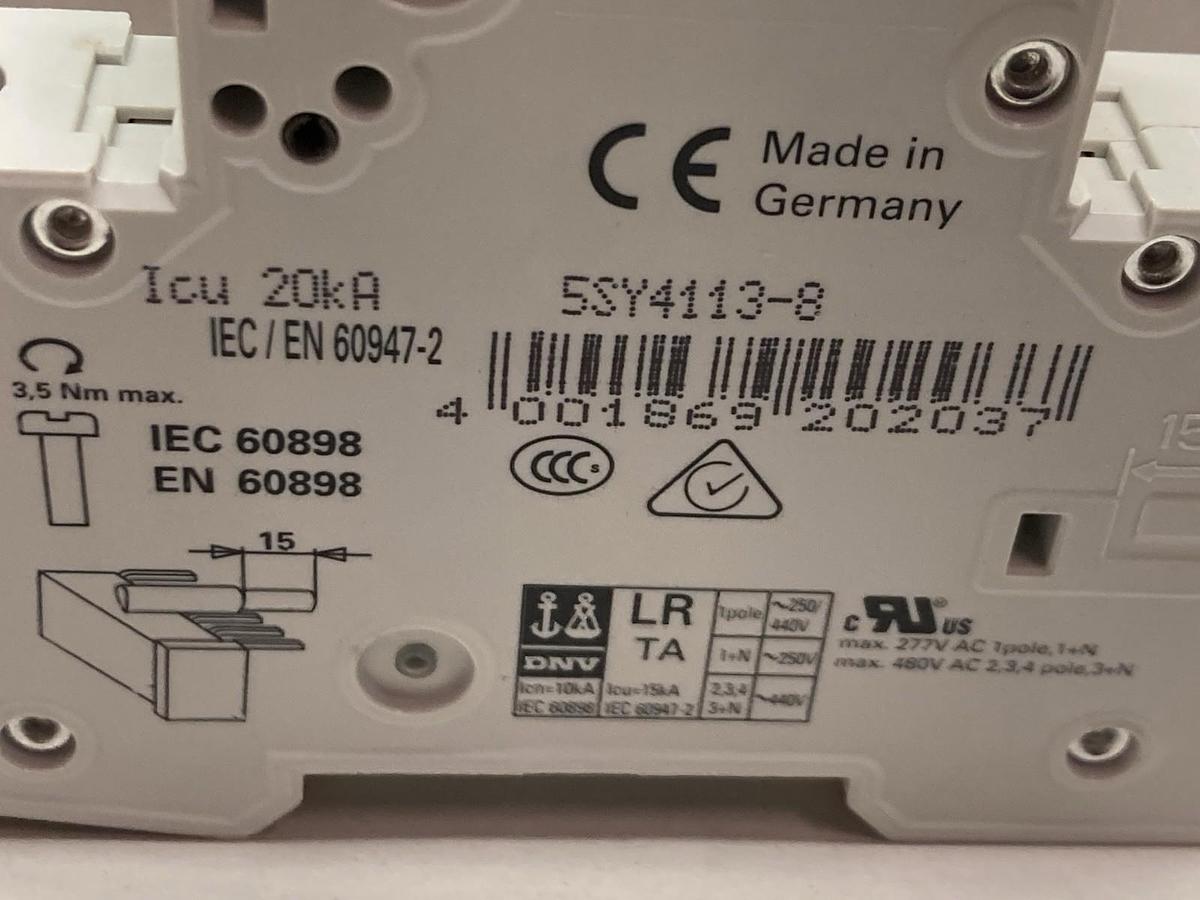 Siemens,5SY4 113-8,Breaker