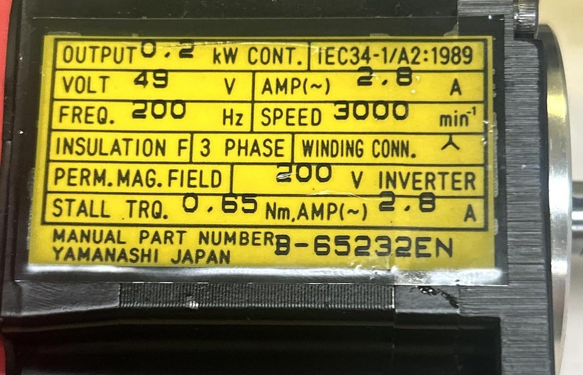 Used FANUC,A06B-0113-B075,AC SERVO MOTOR