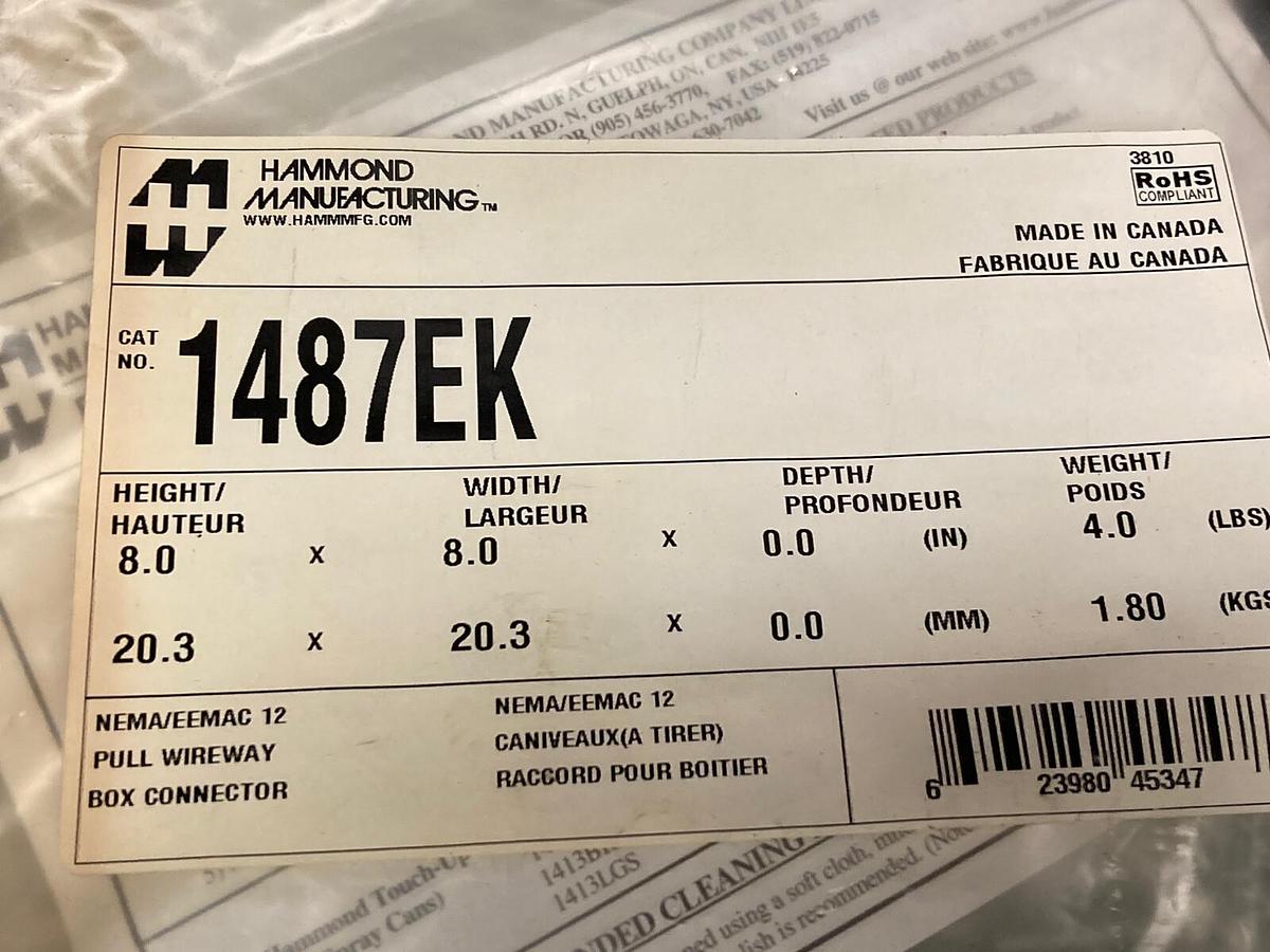 Used Hammond Manufacturing,1487EK,Pull Through Wireway Connector