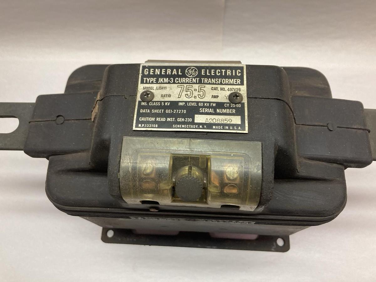 Used General Electric,Model AAM11 Type JKM-3,Current Transformer 497x28 Ratio 75:5