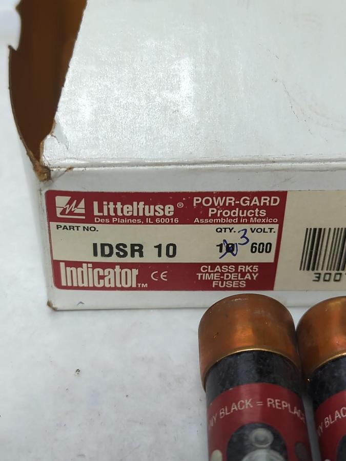 LITTELFUSE,IDSR-10,POWR-GARD 10 AMP FUSES BOX OF 3 NOS