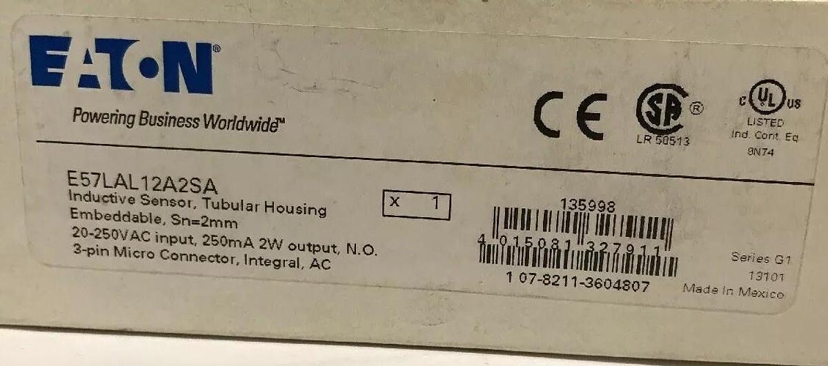 Eaton,E57LAL12A2EA,Inductive Sensor, Tubular Housing