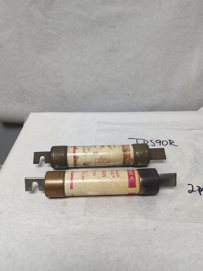 Used GOULD SHAWMUT,TRS90R,TRI-ONIC 90 AMP FUSE LOT OF 2 PRE-OWNED