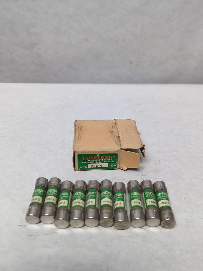 COOPER BUSSMANN,FNM5,FUSETRON 5 AMP FUSES BOX OF 10 NOS