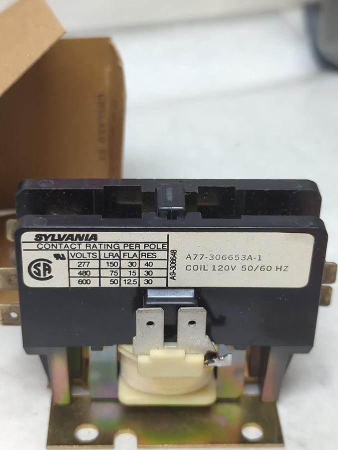 SYLVANIA,DP1AC301-12,DEFINITE PURPOSE CONTACTOR 30 AMP 1-POLE NOS