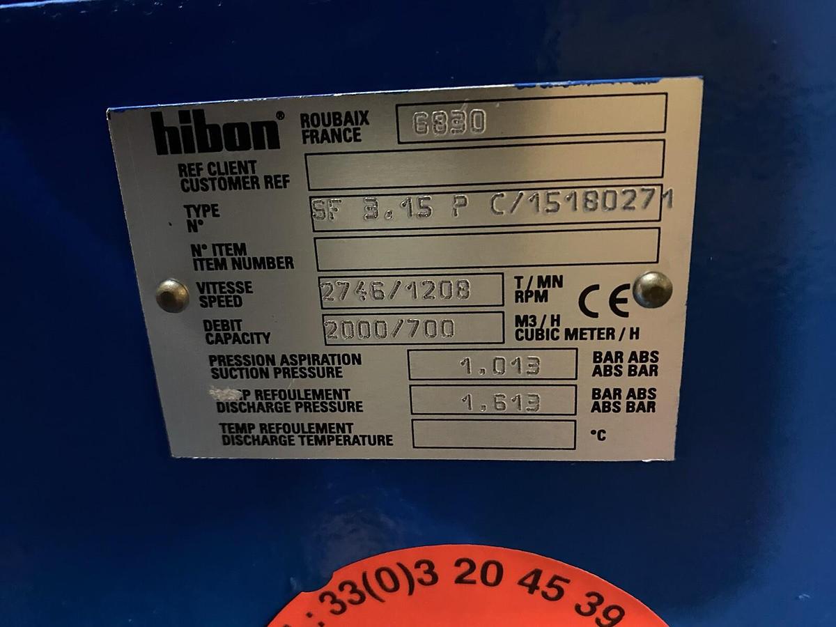 Used HIBON,SF-3.15-P-C/15180271,Vacuum Blower Pump SNH-815-15180314