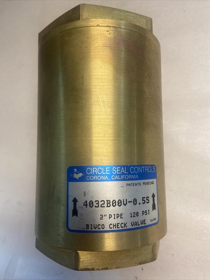 Circle Seal Controls,4032B00V-0.5S,2 INCH Bivco Check Valve 120PSI