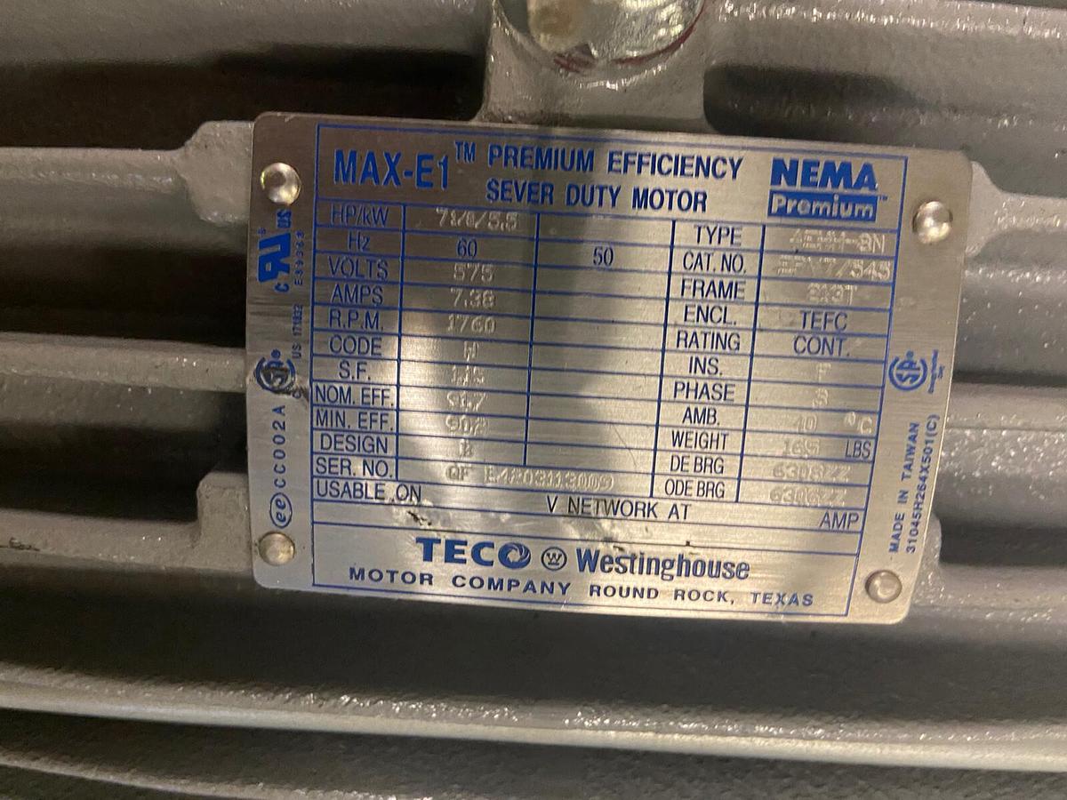 TECO Westinghouse,EPV7/545,7-1/2Hp Severe Duty Motor 1760RPM 575V 213T AEHH-8N