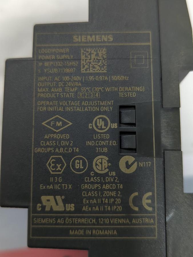 Used SIEMENS,6EP1332-1SH52,LOGO!POWER IN:AC 100-240V/OUT:DC 24V/4A POWER SUPPLY