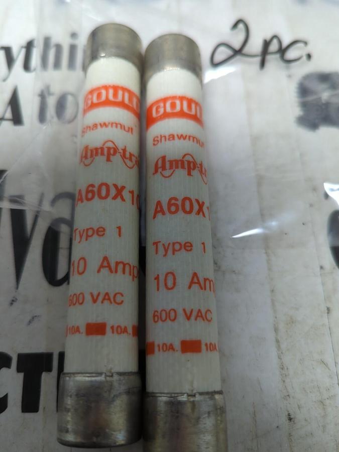 GOULD SHAWMUT,A60X10,AMP-TRAP FUSES LOT OF 2 NOS