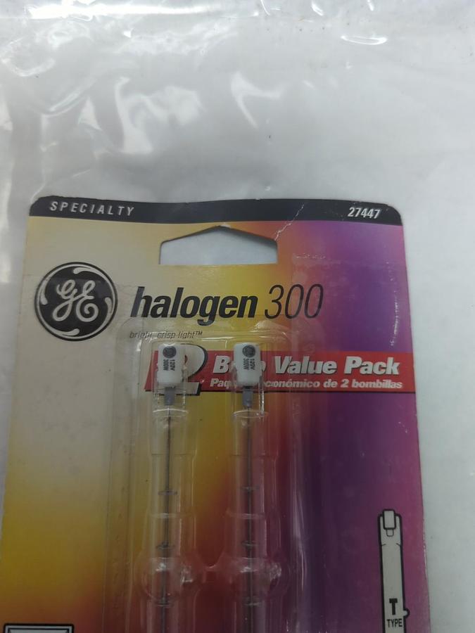GE,27447,HALOGEN 300 TYPE T BULB PACK OF 2 NOS