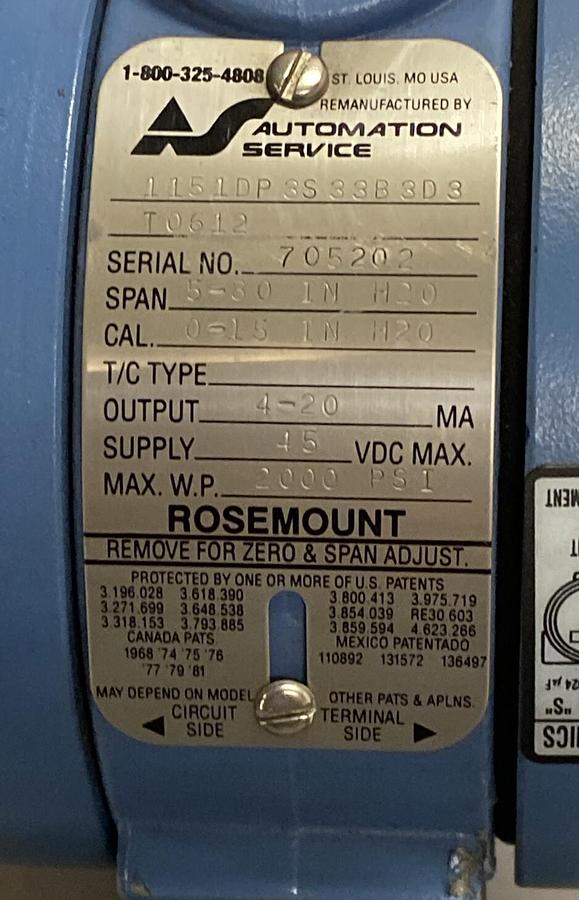 ROSEMOUNT,1151DP3S33B3D3,PRESSURE TRANSMITTER 2000PSI NOS