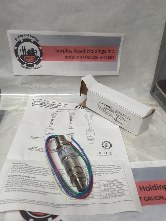 ASHCROFT,APSN41H012CS02-15/15#-1.5D,A SERIES PRESSURE SWITCH 1/4 INCH MALE NOS