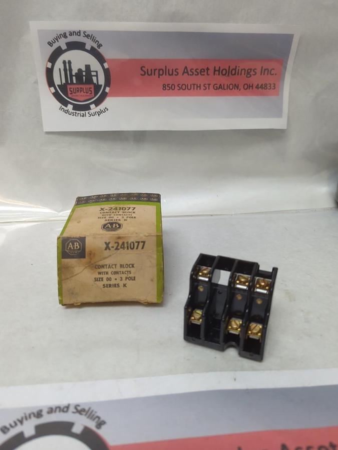 ALLEN-BRADLEY,X-241077,CONTACT BLOCK 3-POLE SIZE-00 SERIES K NOS