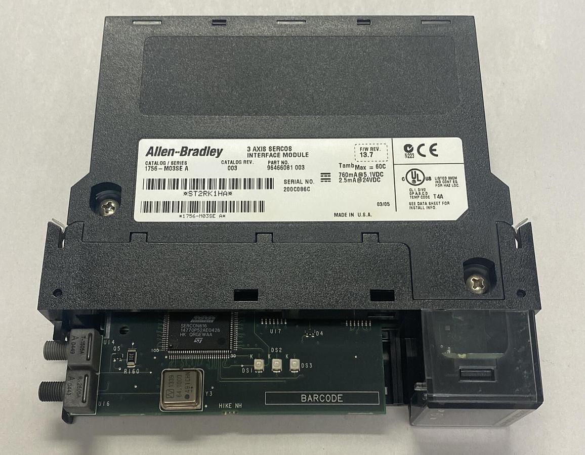 Used ALLEN BRADLEY,1756-M03SE,SER A 3 AXIS SERCOS INTERFACE MODULE NO DOOR