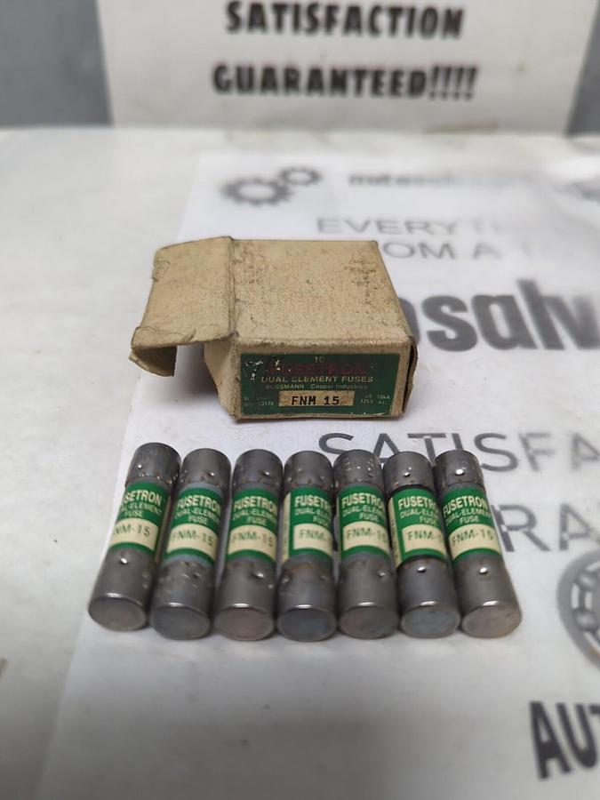 COOPER BUSSMANN,FNM-15,FUSETRON 15 AMP FUSES BOX OF 7 FUSES NOS