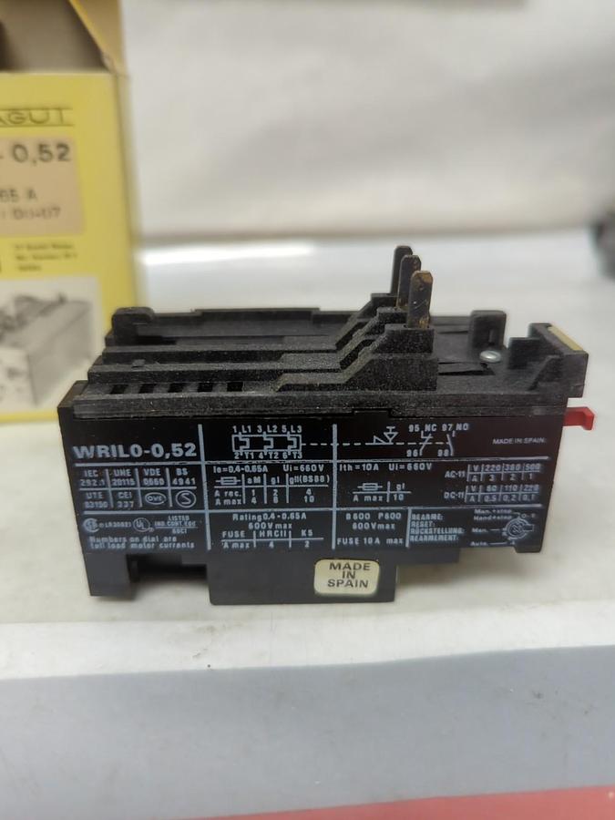 WARD LEONARD,WRILO-0,52,OVERLOAD RELAY 0.4-0.65A NOS