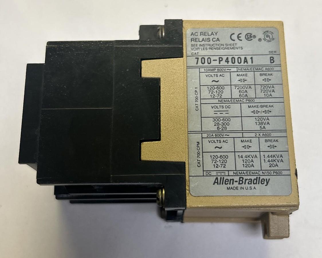 Used ALLEN BRADLEY,700-P400A1,AC CONTROL RELAY