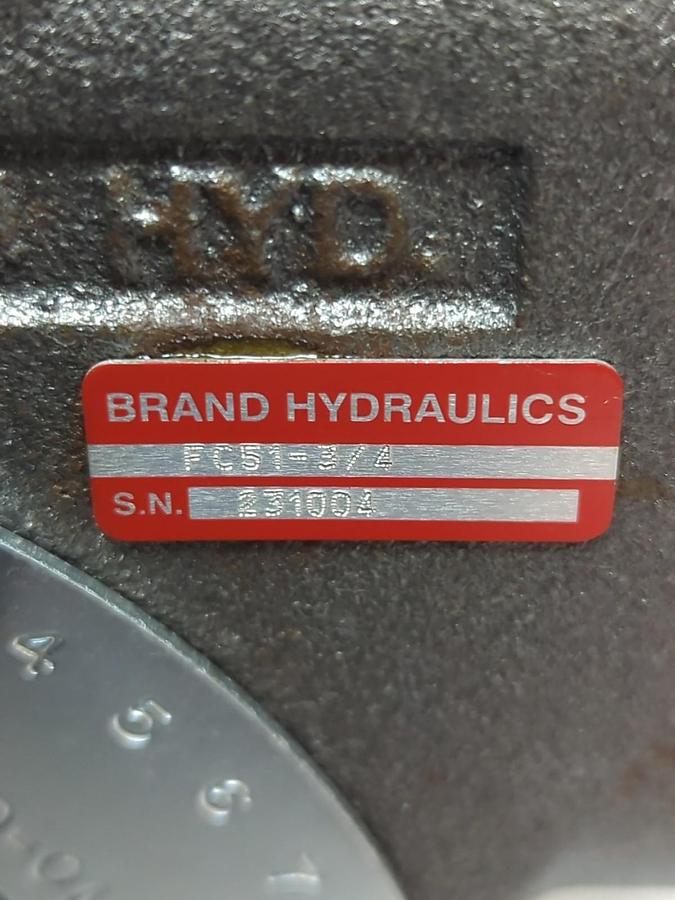 BRAND HYDRAULICS,FC51-3/4,INLINE ADJUSTABLE CONTROL VALVE NOS